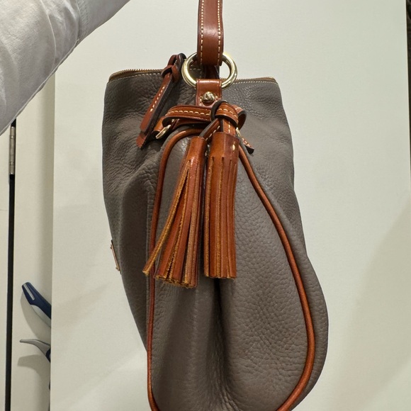 Dooney & Bourke Taupe Leather Hobo Bag - Picture 5 of 8
